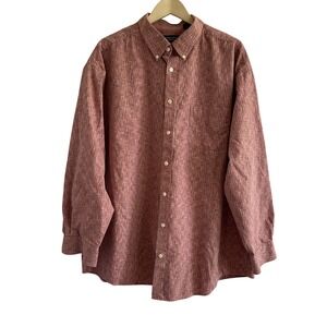 Roundtree & Yorke Shirt Mens 3XB Red‎ Geometric Button Down Long Sleeve